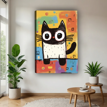 大眼睛猫咪波普艺术帆布画场景图
