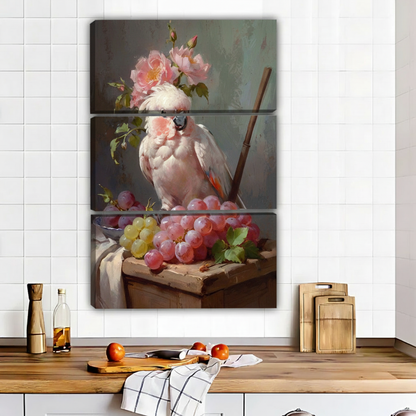 粉色鹦鹉三联画场景图