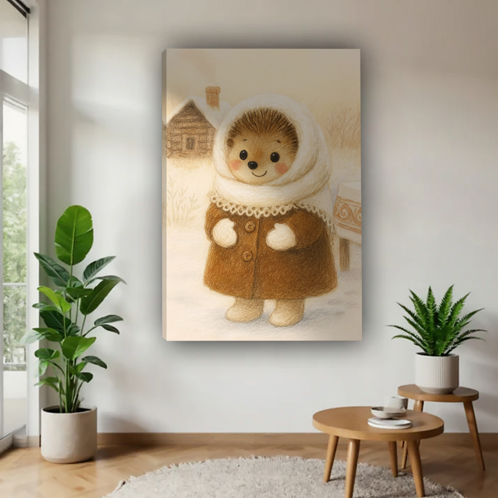 冬日刺猬画布场景图