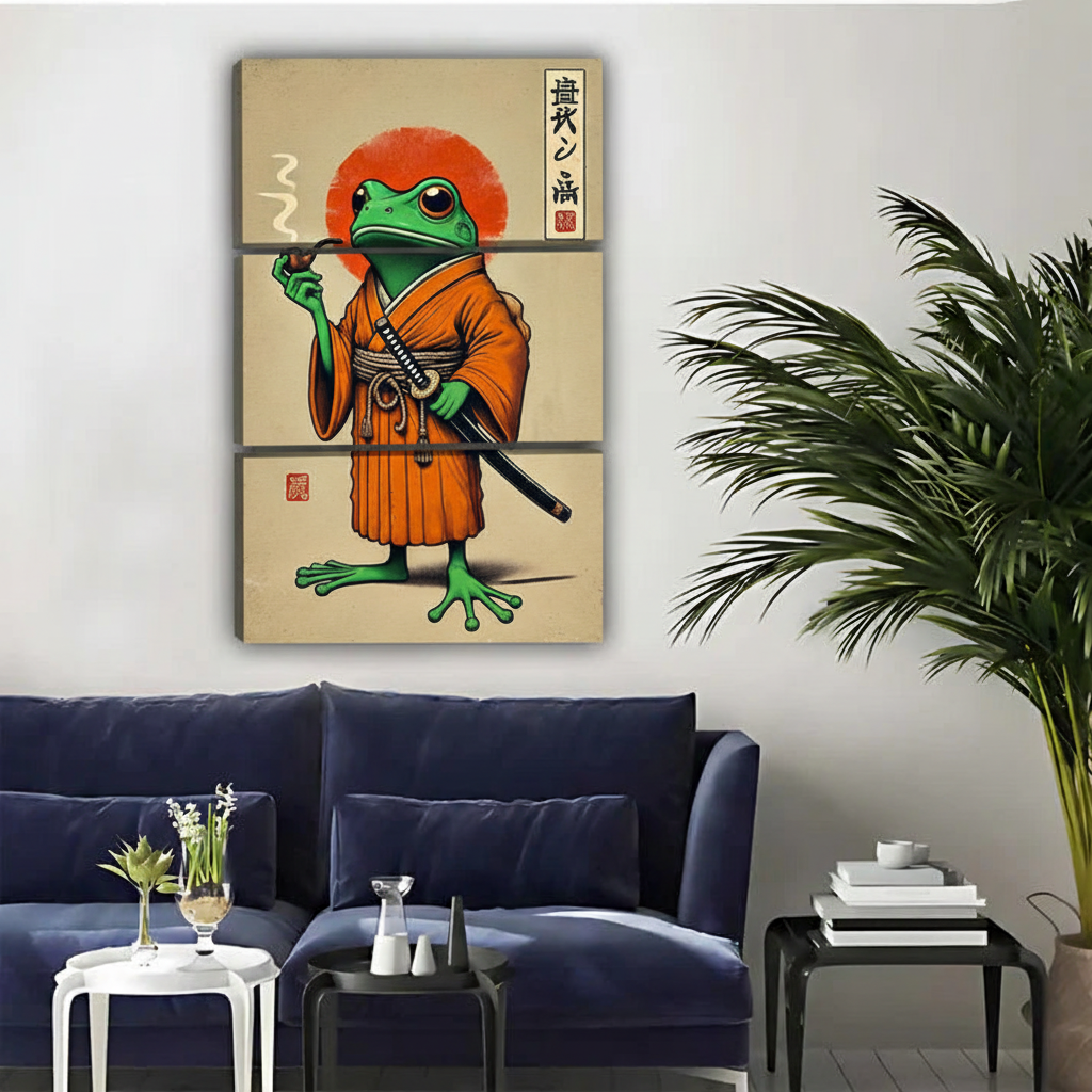 武士青蛙三联画