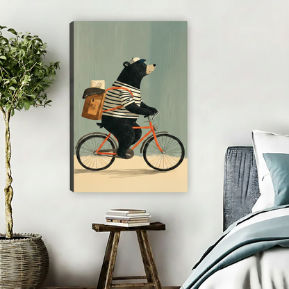 Cycling Bear Vintage Animal Wall Art Print l1977