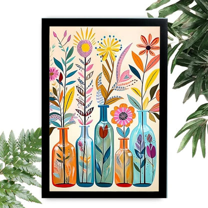 12x18 Beige Boho Framed Wall Art – Neutral Decorative Print for Bedroom or Gallery | Liberty Signs #M2200