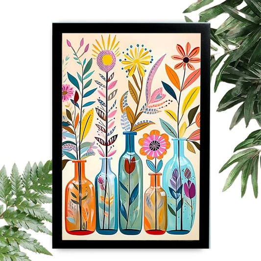 12x18 Beige Boho Framed Wall Art – Neutral Decorative Print for Bedroom or Gallery | Liberty Signs #M2200