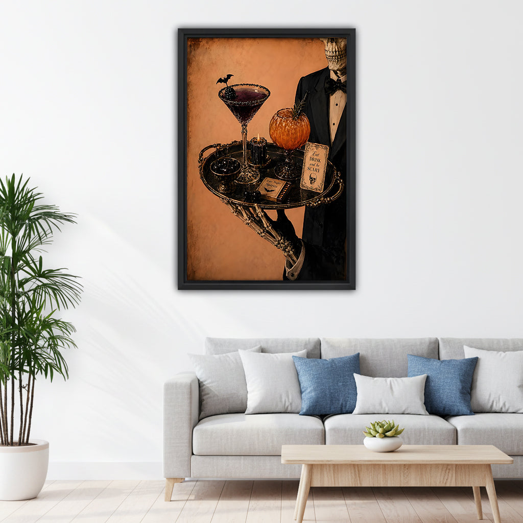 Halloween Skeleton Server Canvas Wall Art L6177