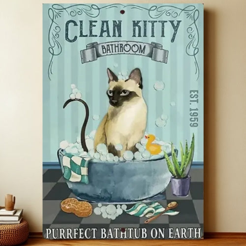 8x12 Cute Cat Metal Sign – Retro Tin Wall Art for Cat Lovers & Kitchens | Liberty Signs #2239