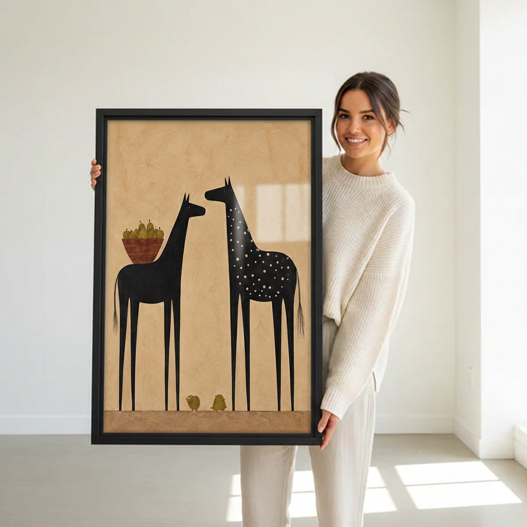 Tall Folk Horses Canvas Wall Art L6229