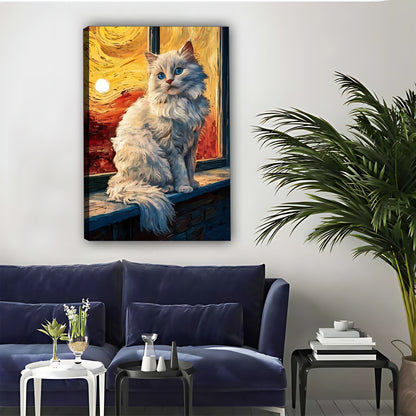 Funny Cat Art - Canvas Wall Art - Abstract Funny Living Room Decor| Liberty Signs #SZ046