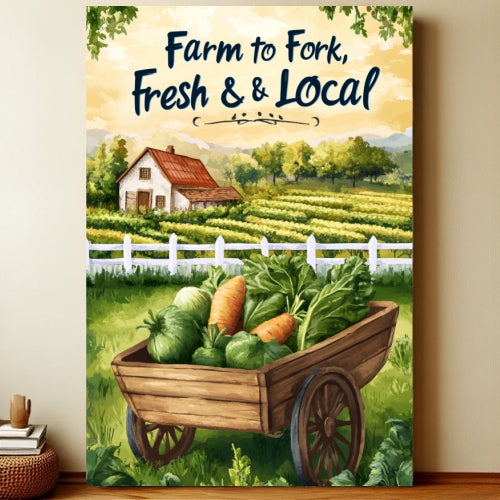8x12 Farmhouse Metal Sign – Rustic Tin Wall Art with Barn & Animals | Liberty Signs #7010