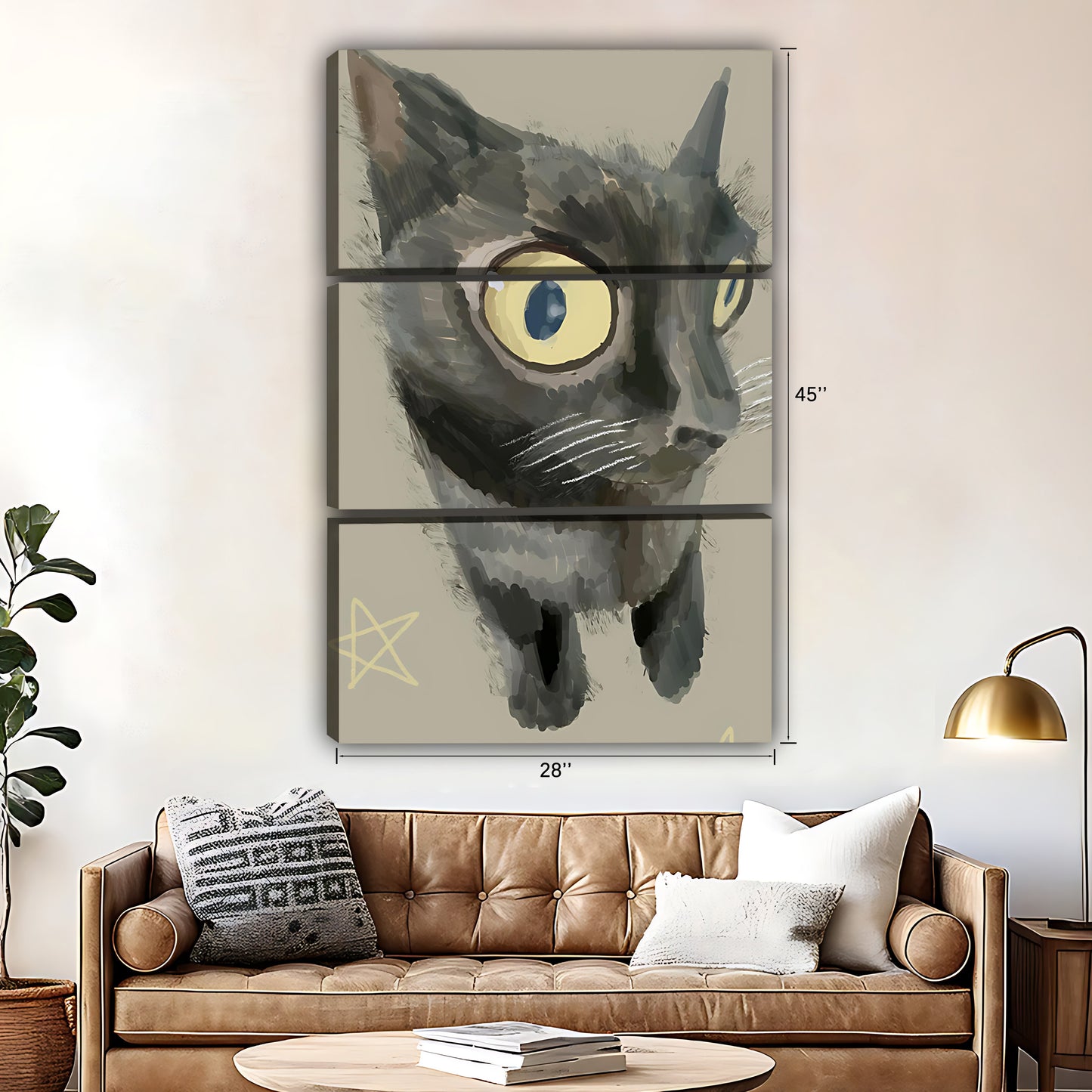 Funny Cat Art -  Canvas Wall Art - Abstract Funny Living Room Decor| Liberty Signs #SZ020