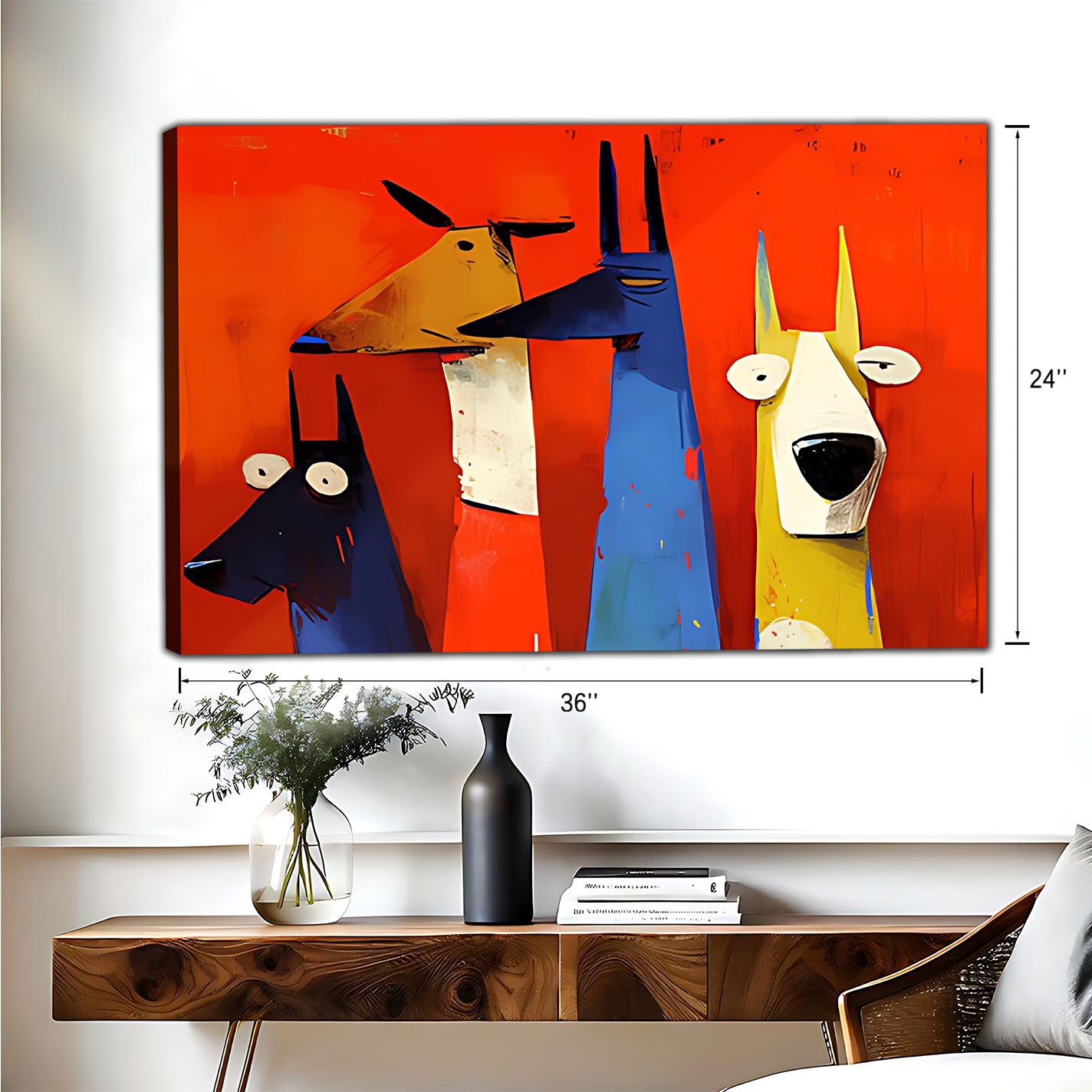 Funny Dog Art - Canvas Wall Art - Abstract Funny Living Room Decor| Liberty Signs #HZ037