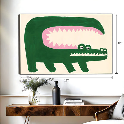 Funny Crocodile Art - Canvas Wall Art - Abstract Funny Living Room Decor| Liberty Signs #HZ040