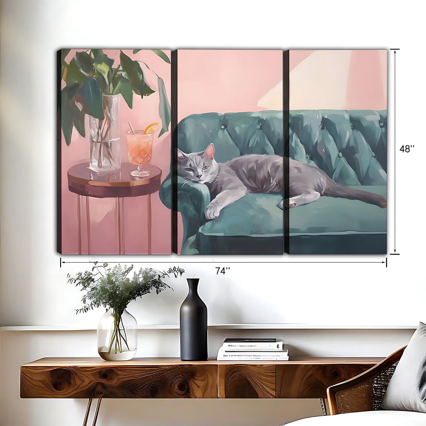 Funny Cat Art - Canvas Wall Art - Abstract Funny Living Room Decor| Liberty Signs #HZ074