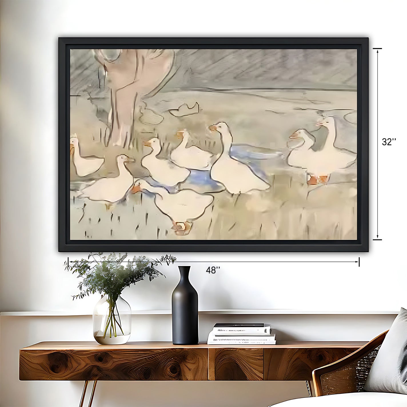 Neutral Abstract Framed Wall Art – Minimalist Line Art for Office or Studio | Liberty Signs #HZ082