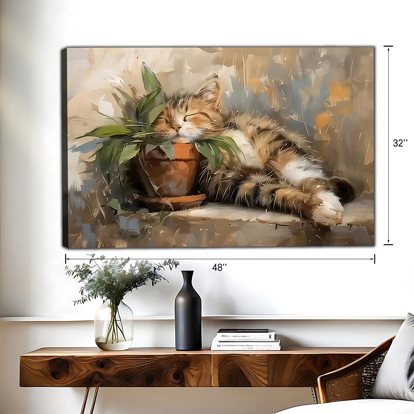 Funny Cat Art - Canvas Wall Art - Abstract Funny Living Room Decor| Liberty Signs #HZ083