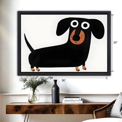 Cute Dachshund Cartoon – Minimalist White Framed Wall Art | Liberty Signs #M3191