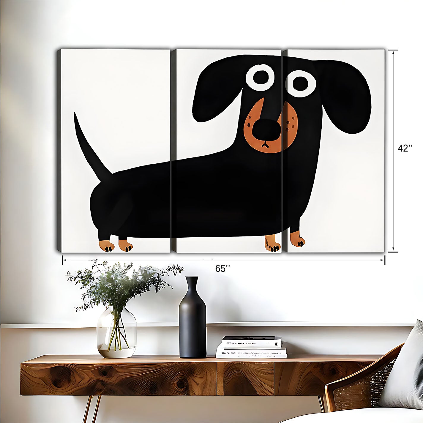 Cute Dachshund Cartoon – Minimalist White Framed Wall Art | Liberty Signs #M3191