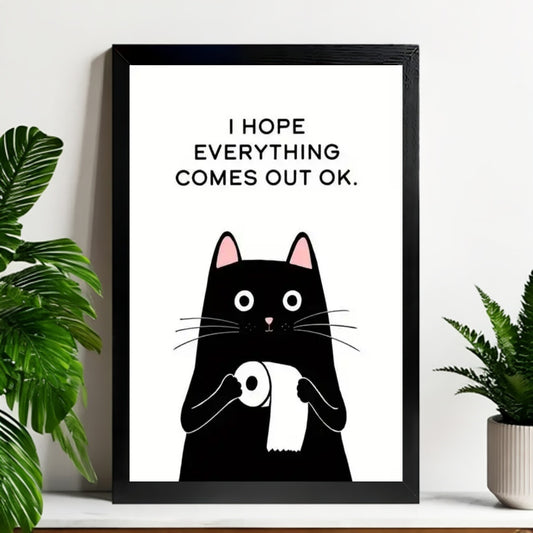12x18 Black Cat Framed Wall Art – Whimsical Pet-Inspired Print for Kitchen or Entry | Liberty Signs #M7007