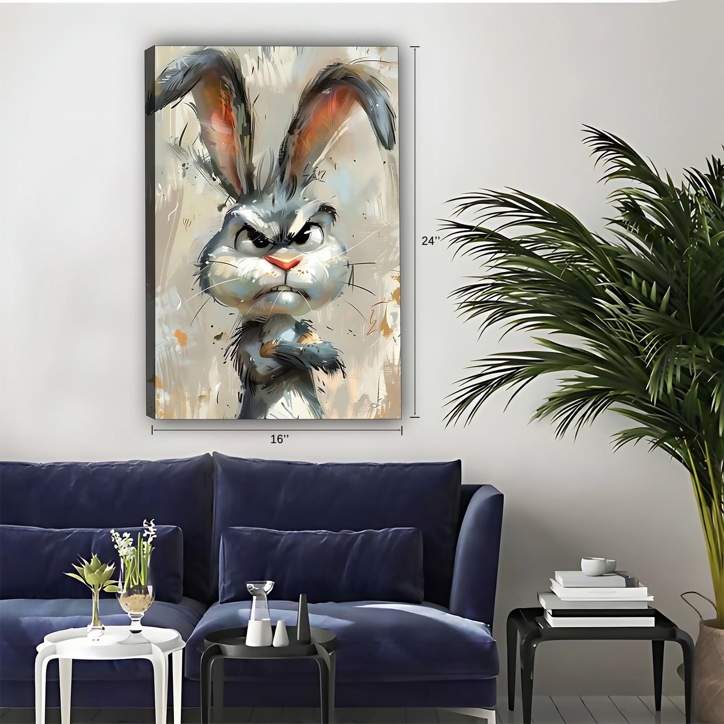 Funny Rabbit Art - Canvas Wall Art - Abstract Funny Living Room Decor| Liberty Signs #SZ030