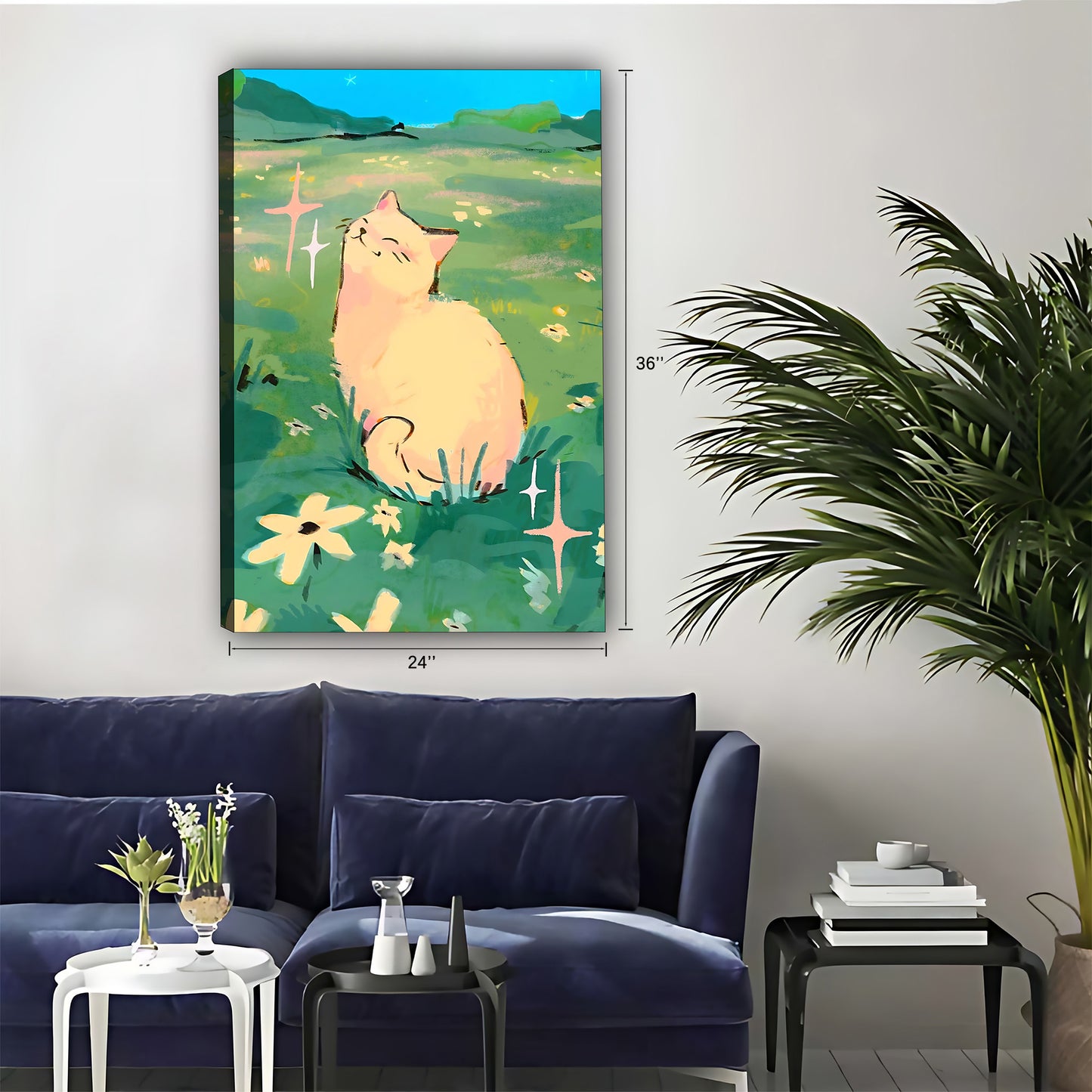 Funny Cat Art - Canvas Wall Art - Abstract Funny Living Room Decor| Liberty Signs #SZ034