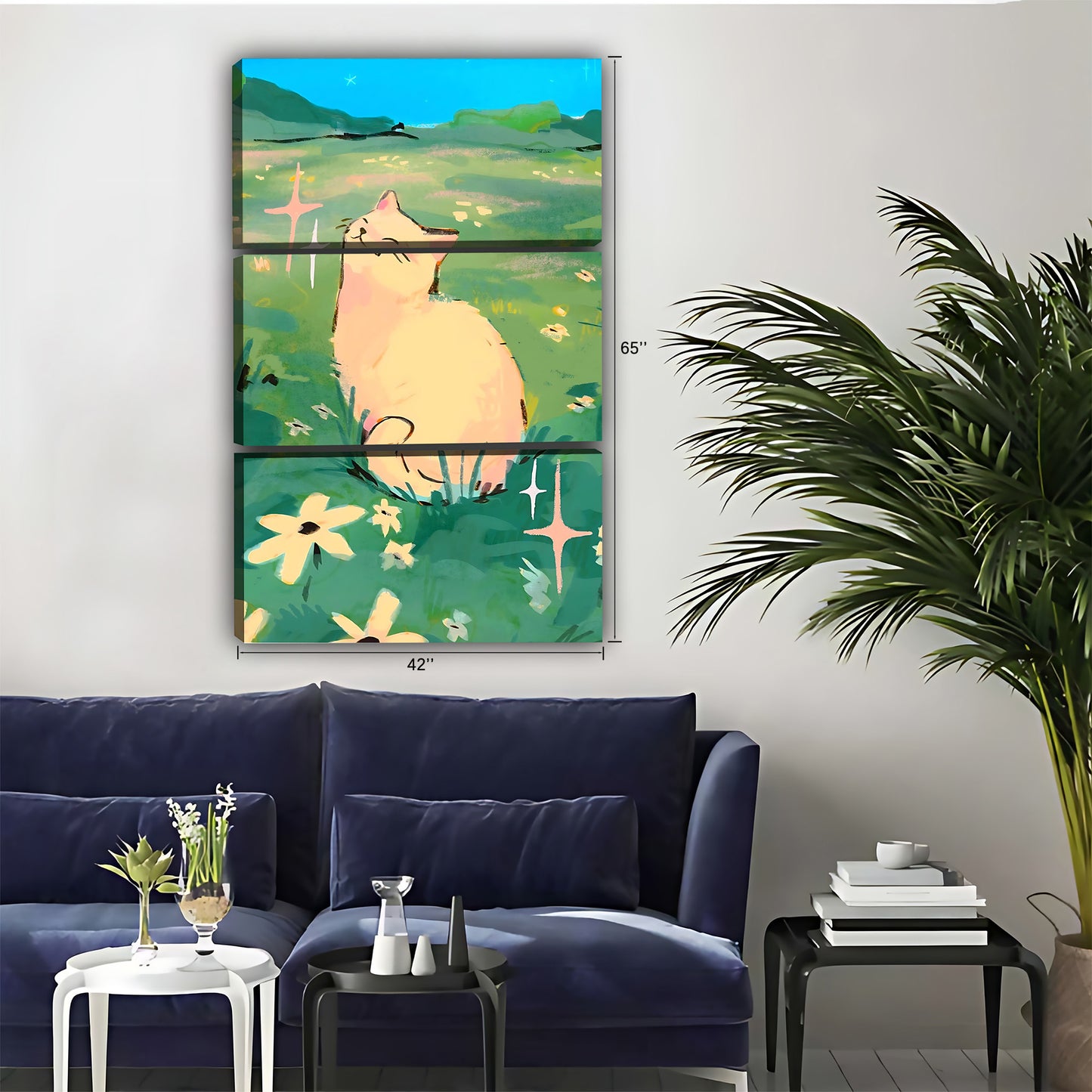 Funny Cat Art - Canvas Wall Art - Abstract Funny Living Room Decor| Liberty Signs #SZ034