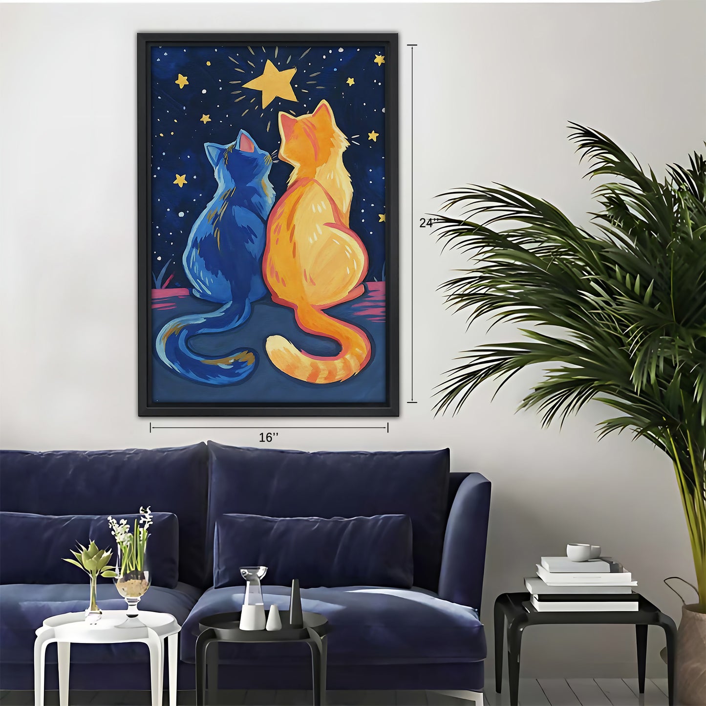 Funny Cat Art - Canvas Wall Art - Abstract Funny Living Room Decor| Liberty Signs #SZ035