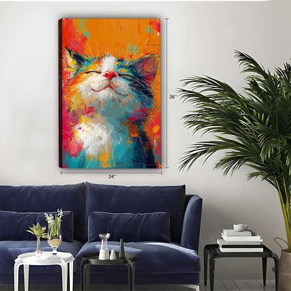 Funny Cat Art - Canvas Wall Art - Abstract Funny Living Room Decor| Liberty Signs #SZ037