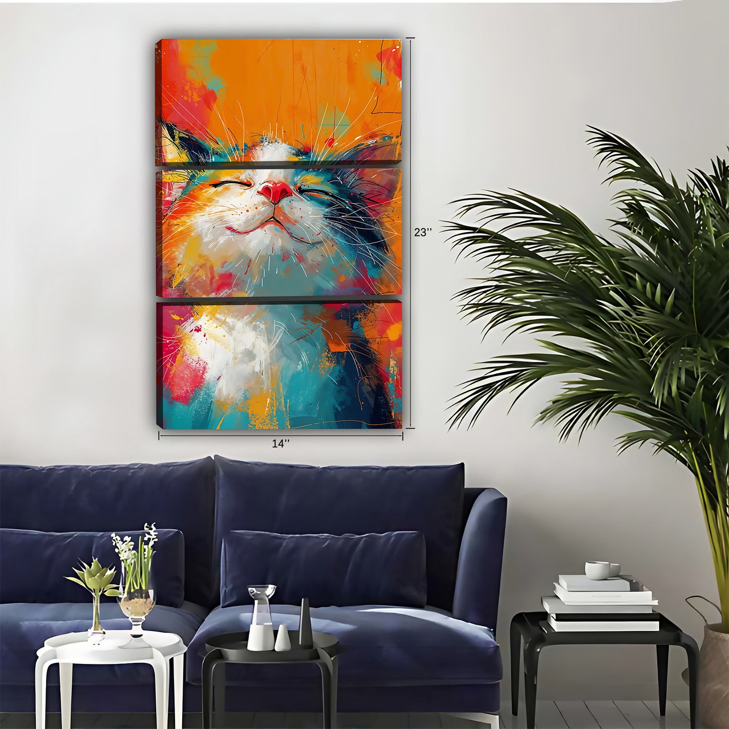 Funny Cat Art - Canvas Wall Art - Abstract Funny Living Room Decor| Liberty Signs #SZ037