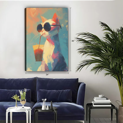 Funny Cat Art - Canvas Wall Art - Abstract Funny Living Room Decor| Liberty Signs #SZ048
