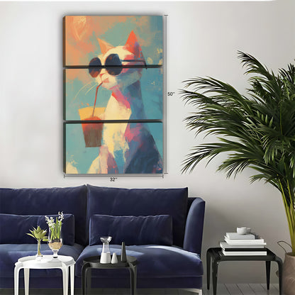Funny Cat Art - Canvas Wall Art - Abstract Funny Living Room Decor| Liberty Signs #SZ048