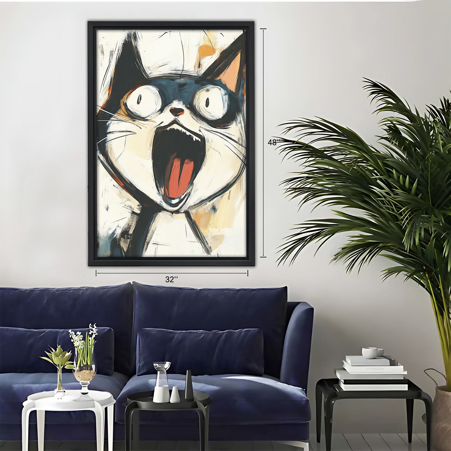 Funny Cat Art - Canvas Wall Art - Abstract Funny Living Room Decor| Liberty Signs #SZ050