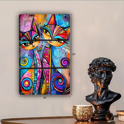 Funny Cat Art - Canvas Wall Art - Abstract Funny Living Room Decor| Liberty Signs #SZ105
