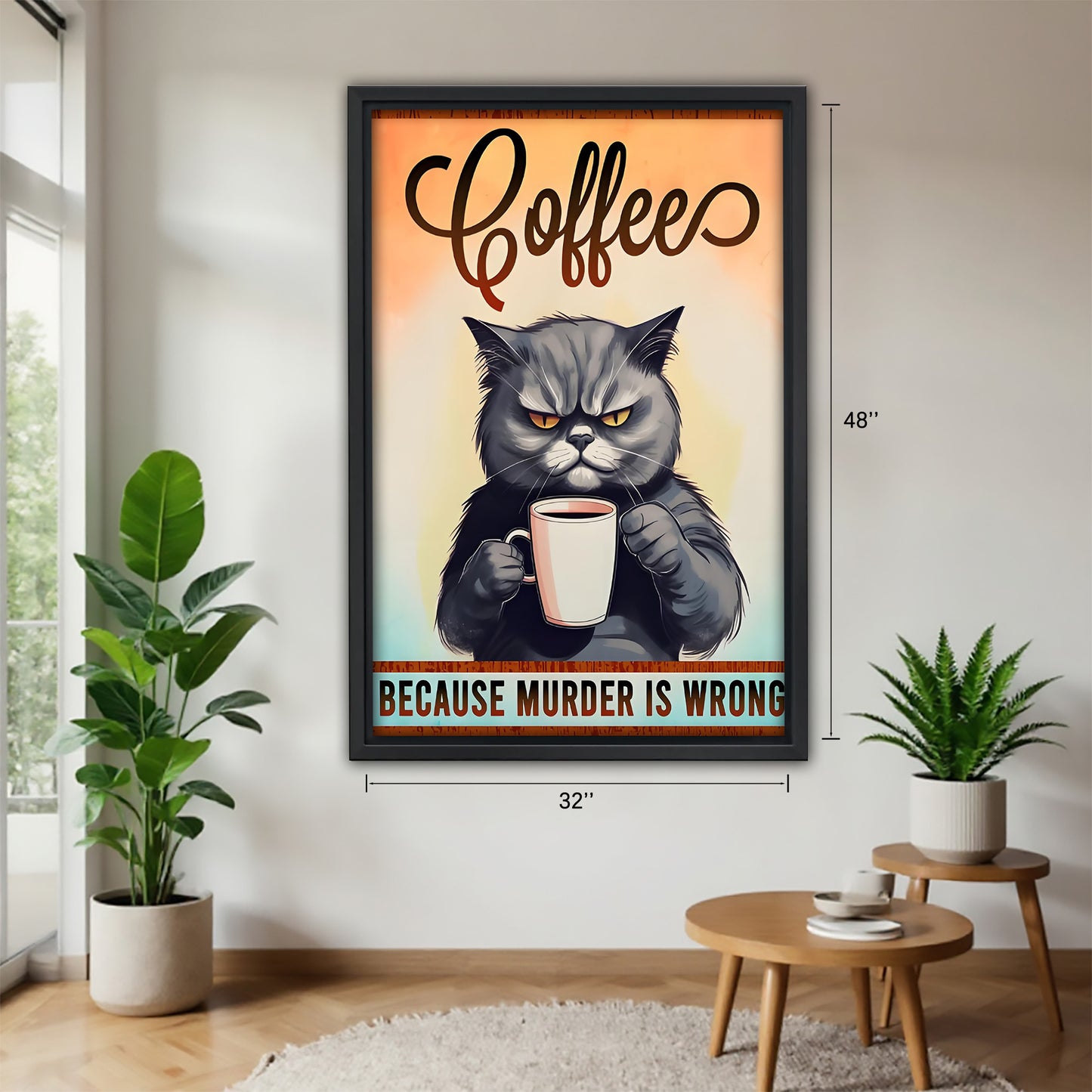 Funny Cat Art - Canvas Wall Art - Abstract Funny Living Room Decor| Liberty Signs #SZ163