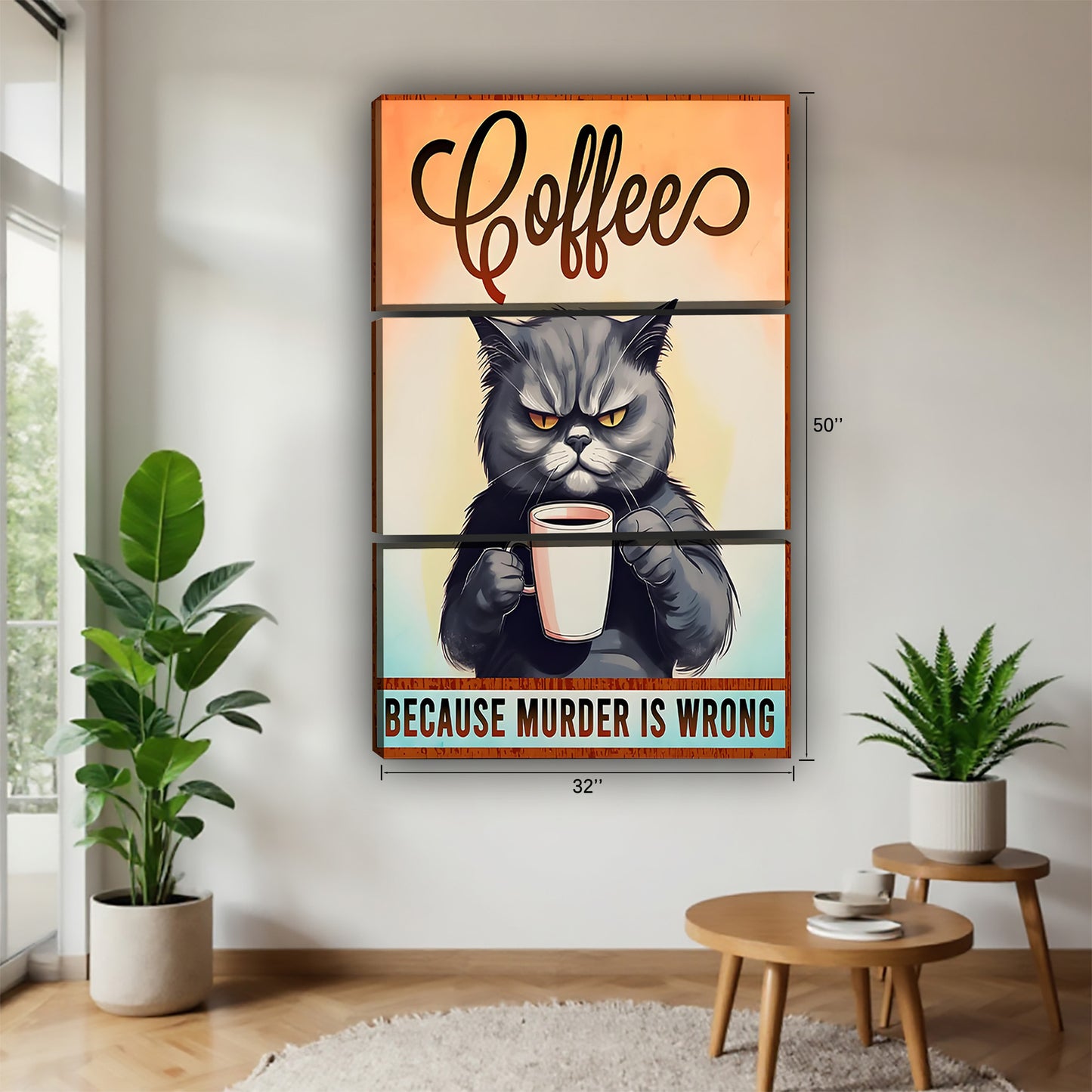 Funny Cat Art - Canvas Wall Art - Abstract Funny Living Room Decor| Liberty Signs #SZ163
