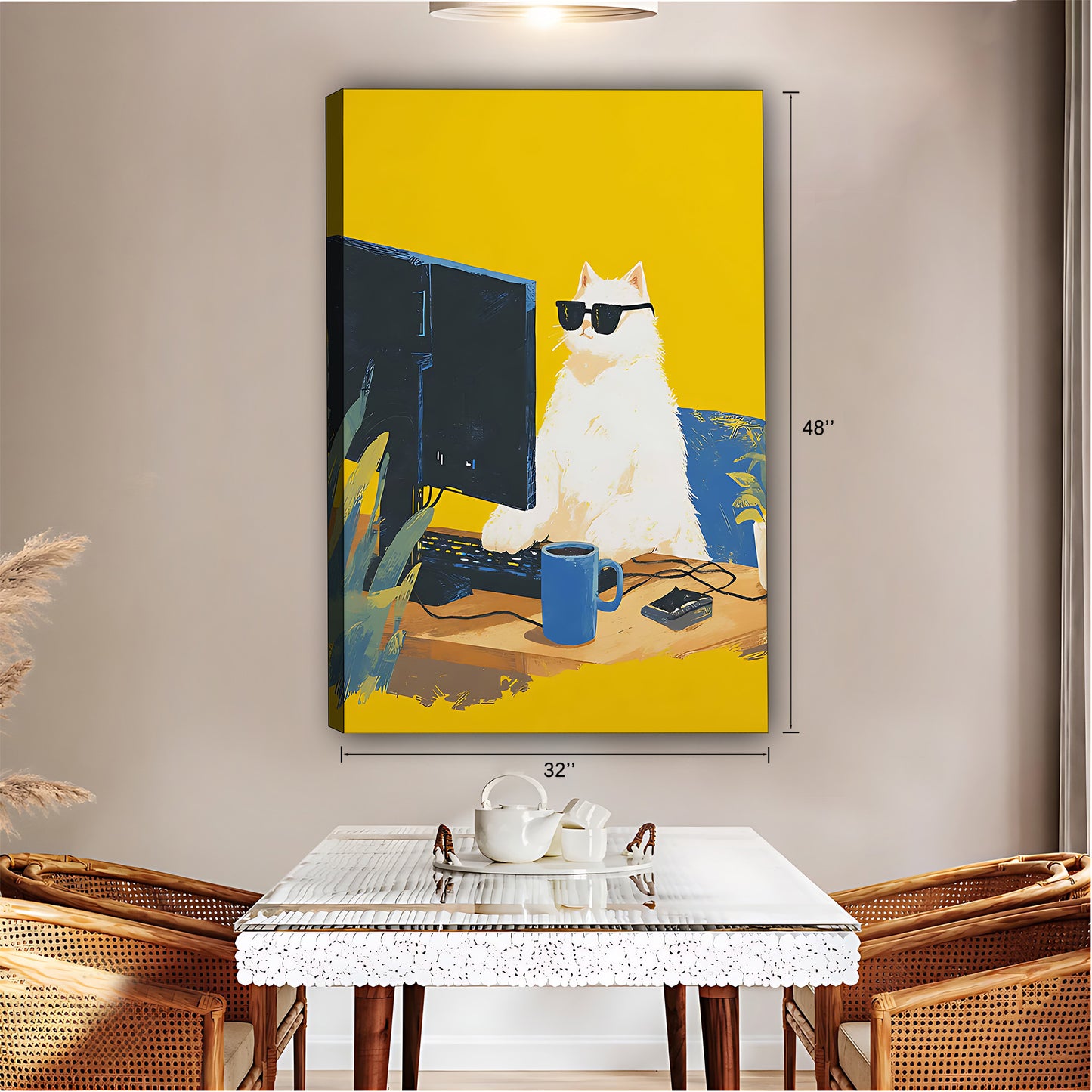 Funny Cat Art - Canvas Wall Art - Abstract Funny Living Room Decor| Liberty Signs #SZ188