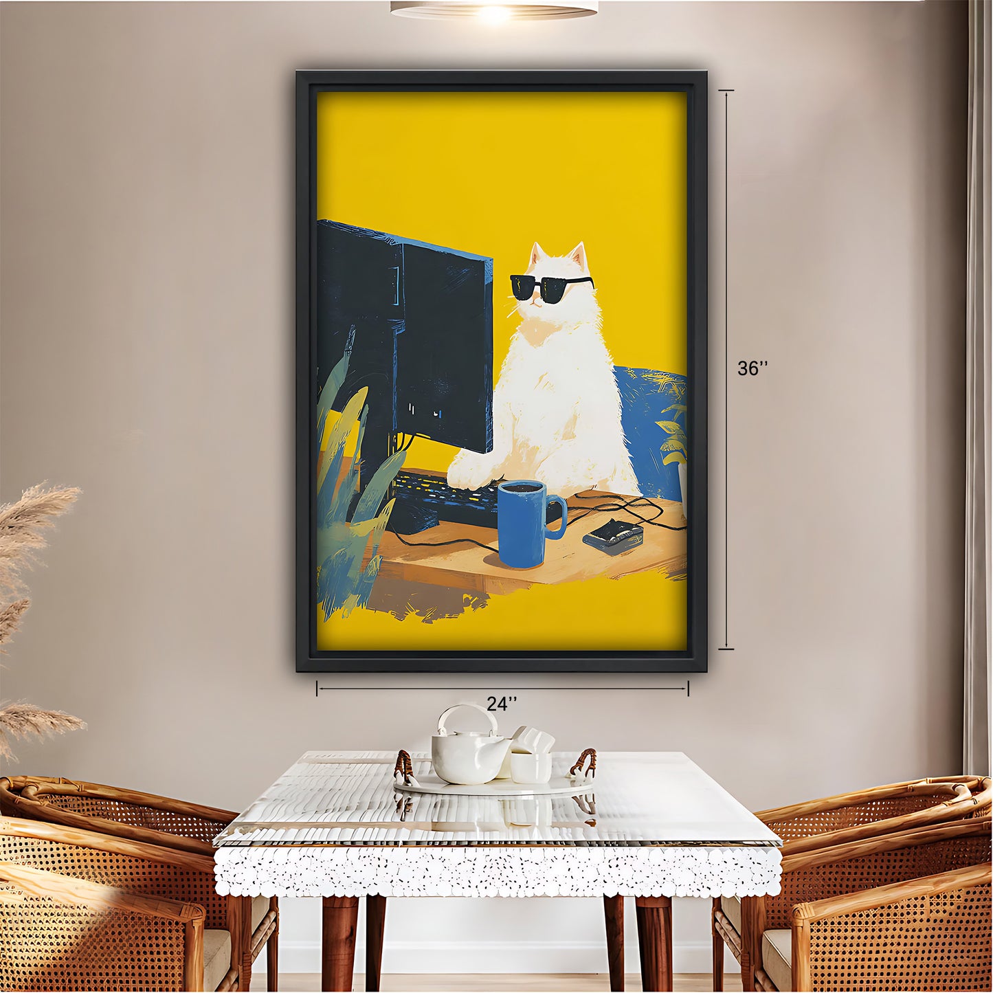 Funny Cat Art - Canvas Wall Art - Abstract Funny Living Room Decor| Liberty Signs #SZ188