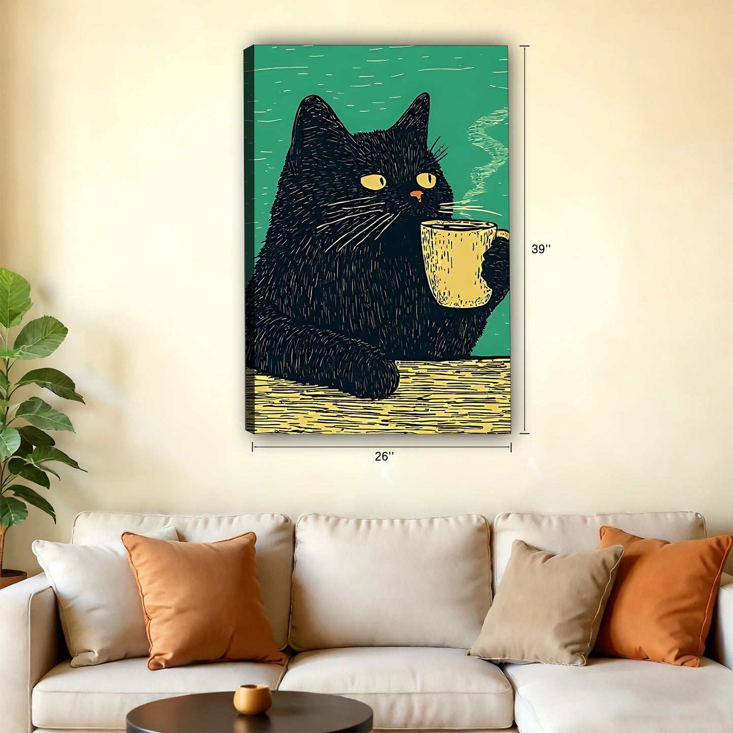 Funny Cat Art - Canvas Wall Art - Abstract Funny Living Room Decor| Liberty Signs #SZ199