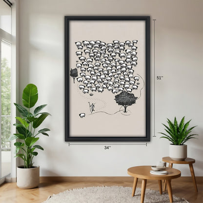 Neutral Abstract Framed Wall Art – Minimalist Line Art for Office or Studio | Liberty Signs #SZ209