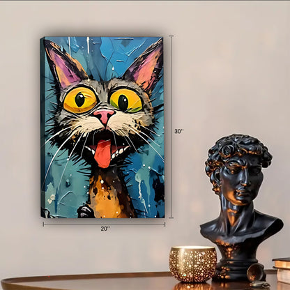 Funny Cat Art - Canvas Wall Art - Abstract Funny Living Room Decor| Liberty Signs #SZ232