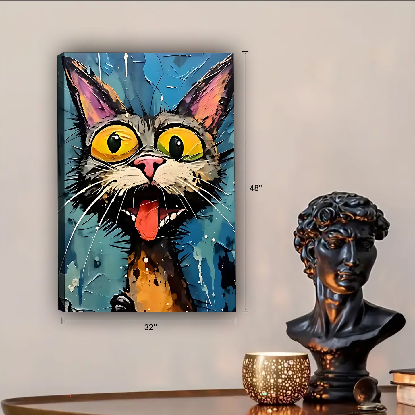 Funny Cat Art - Canvas Wall Art - Abstract Funny Living Room Decor| Liberty Signs #SZ232