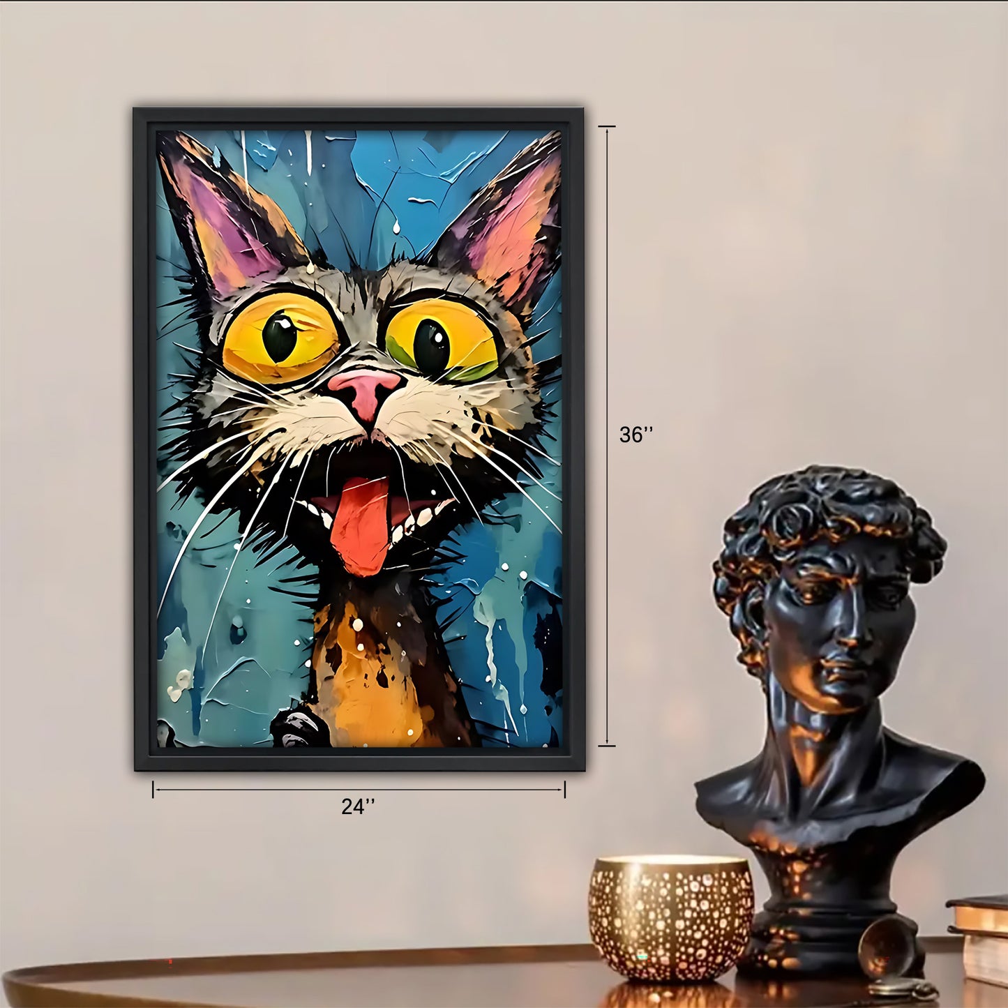 Funny Cat Art - Canvas Wall Art - Abstract Funny Living Room Decor| Liberty Signs #SZ232
