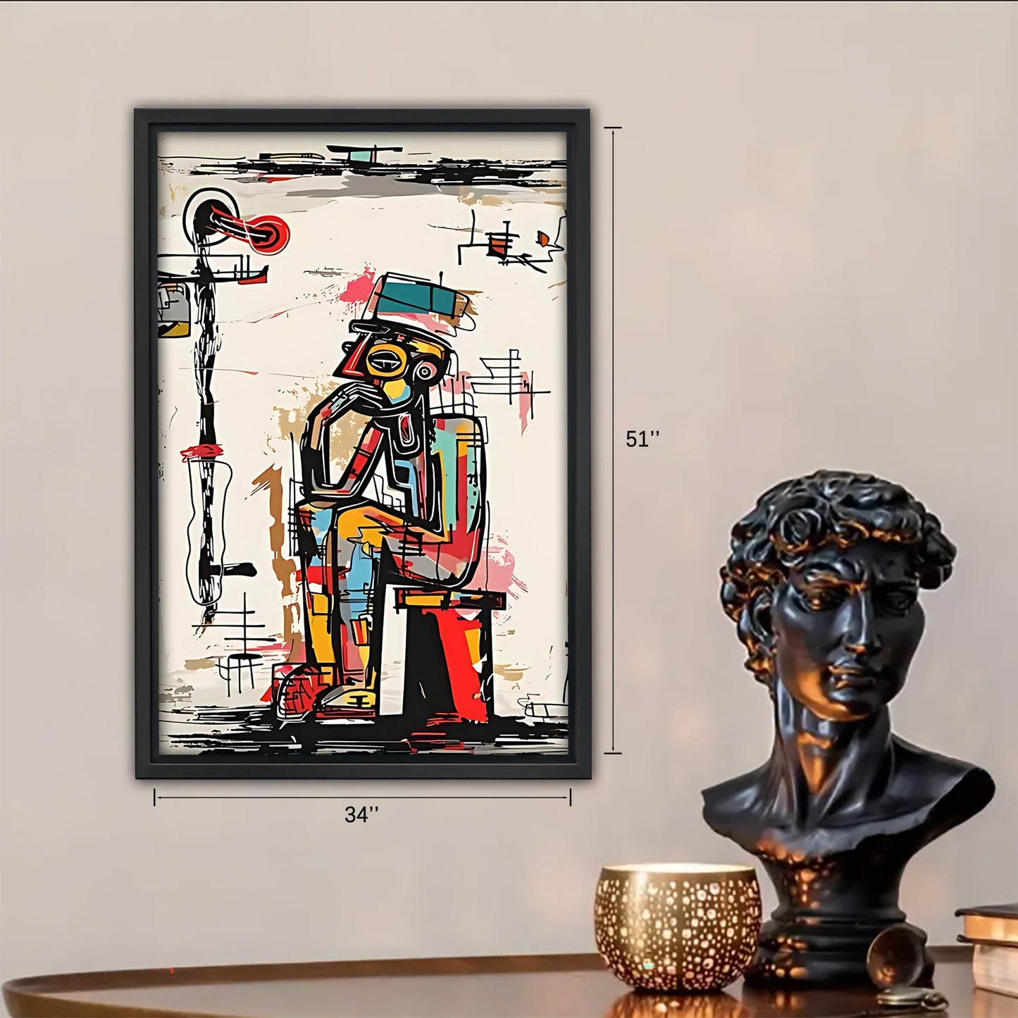 Neutral Abstract Framed Wall Art – Minimalist Line Art for Office or Studio | Liberty Signs #SZ237