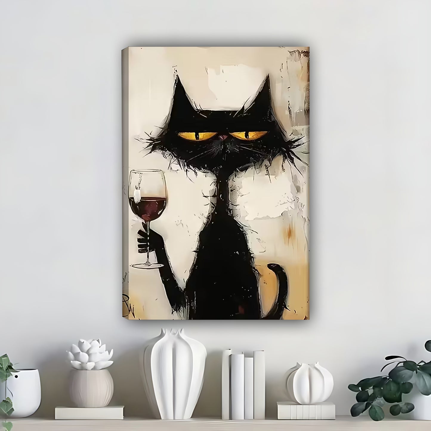 Funny Cat Art - Canvas Wall Art - Abstract Funny Living Room Decor| Liberty Signs #SZ345