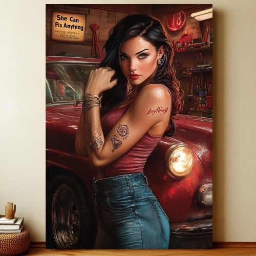 8x12 Pin-Up Girl Metal Sign – Retro Tin Wall Art for Garage & Bar Decor | Liberty Signs #3011