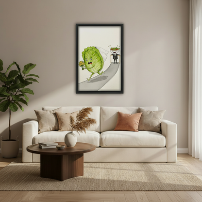Funny Vegetable Wedding Runaway Bride Cartoon Wall Art l1989