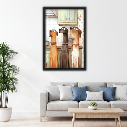 Whimsical Three Dogs Canvas Wall Art | Framed & Unframed l5113