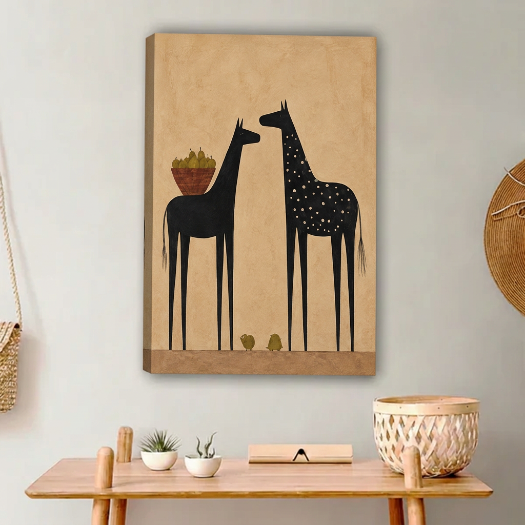 Tall Folk Horses Canvas Wall Art L6229