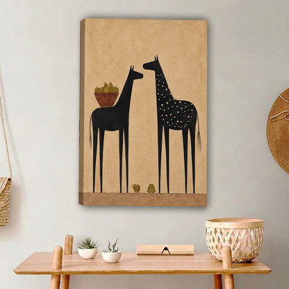 Tall Folk Horses Canvas Wall Art L6229