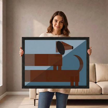 Geometric Dachshund Canvas Wall Art | Framed & Unframed l4990