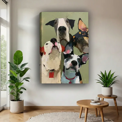 Four Curious Dogs Canvas Wall Art L6526