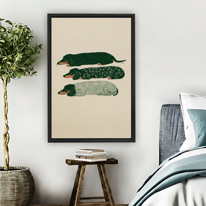 Stacked Dachshund Sweater Dogs Framed Canvas Wall Art|Liberty Signs #L1711